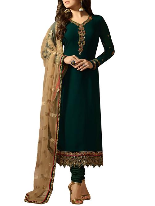 embroidered unstitched churidaar suit - 15563248 - Very Small Image - 1