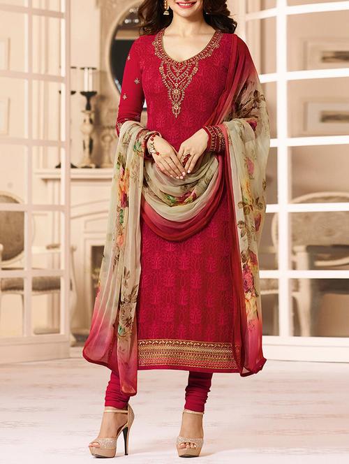 embroidered unstitched churidaar suit - 15563250 - Very Small Image - 1