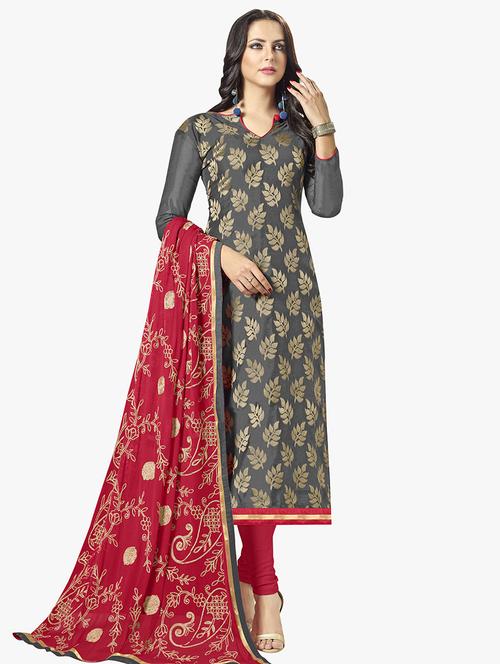 embroidered unstitched churidaar suit - 15563678 - Very Small Image - 1