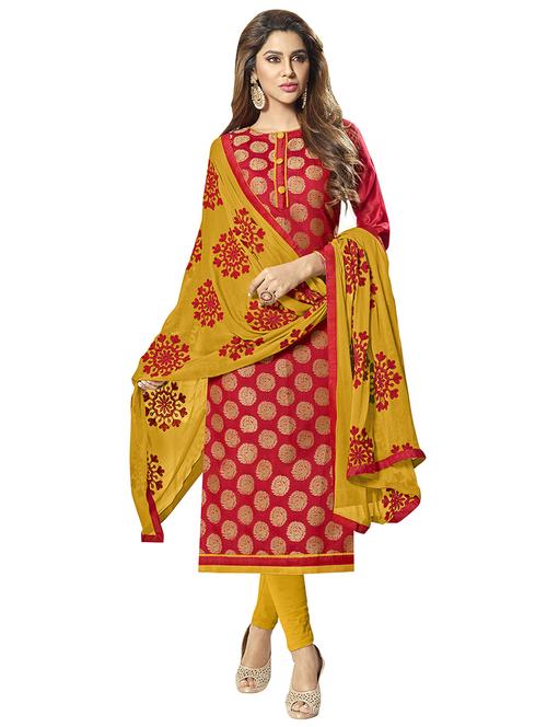embroidered unstitched churidaar suit - 15563680 - Very Small Image - 1