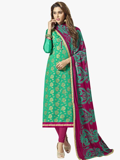 embroidered unstitched churidaar suit - 15563683 - Very Small Image - 1