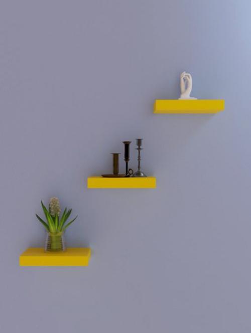 woodworld 3 floating wall shelf racks 12x7 inch set of 3 ?? yellow - 15563894 - Very Small Image - 1