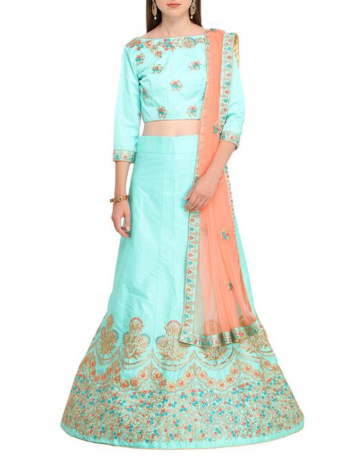 embroidered a-line lehenga - 15564191 - Very Small Image - 1