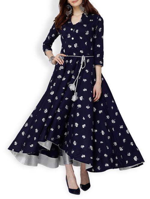 high low printed kurta with tassels - 15564534 - Very Small Image - 1