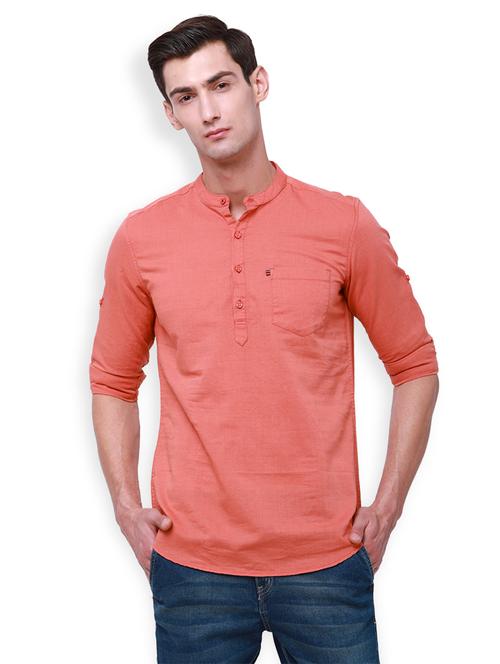 red cotton short kurta - 15564745 - Very Small Image - 1
