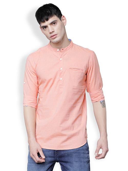 orange cotton short kur kurta - 15564785 - Very Small Image - 1