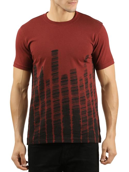maroon cotton front print tshirt - 15566345 - Very Small Image - 1