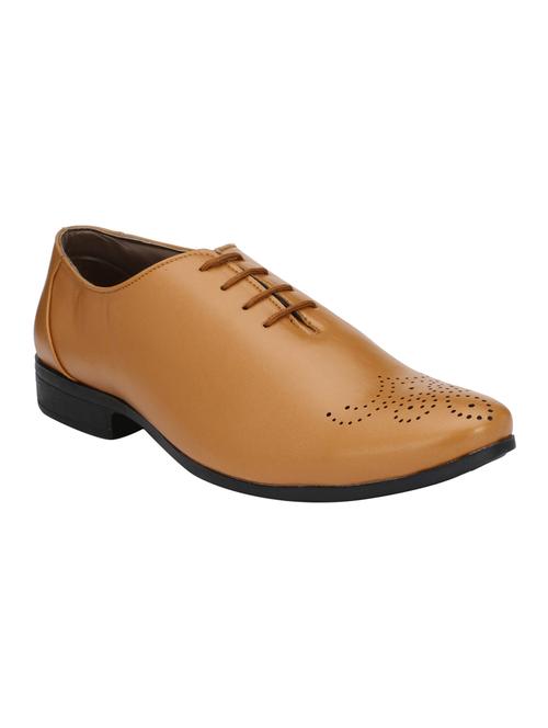 tan leatherette lace-up oxfords - 15566709 - Very Small Image - 1