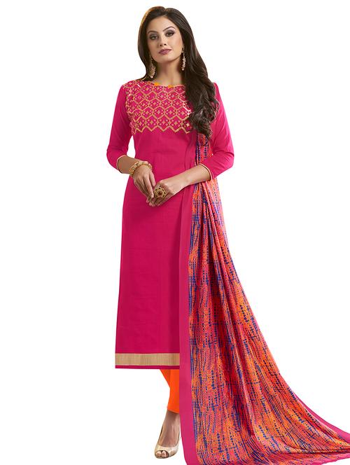 embroidered unstitched churidaar suit - 15566713 - Very Small Image - 1