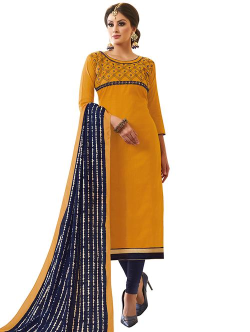 embroidered unstitched churidaar suit - 15566719 - Very Small Image - 1