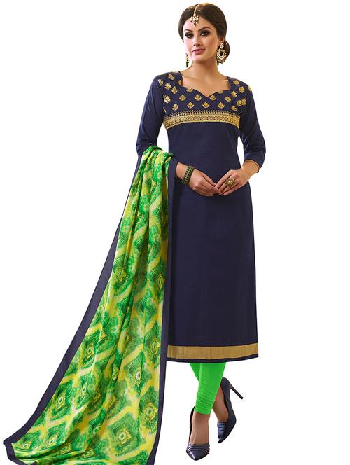 embroidered unstitched churidaar suit - 15566721 - Very Small Image - 1
