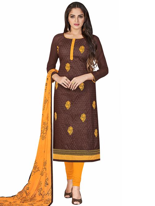 embroidered unstitched churidaar suit - 15566725 - Very Small Image - 1