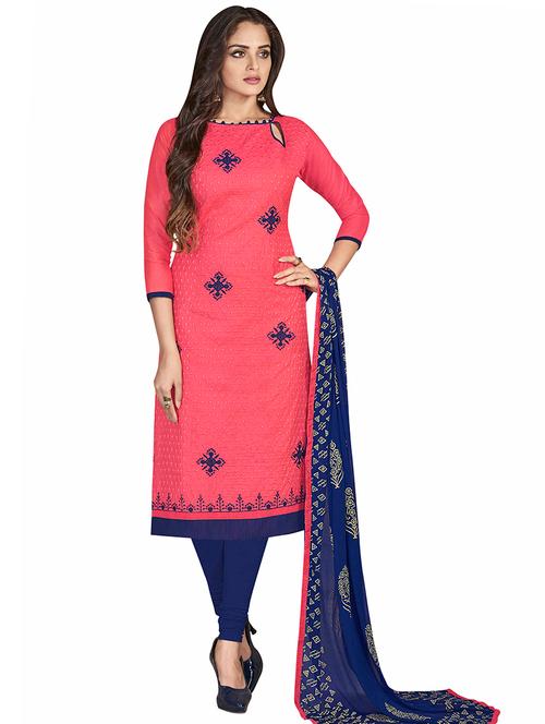 embroidered unstitched churidaar suit - 15566726 - Very Small Image - 1