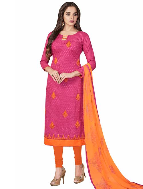 embroidered unstitched churidaar suit - 15566732 - Very Small Image - 1