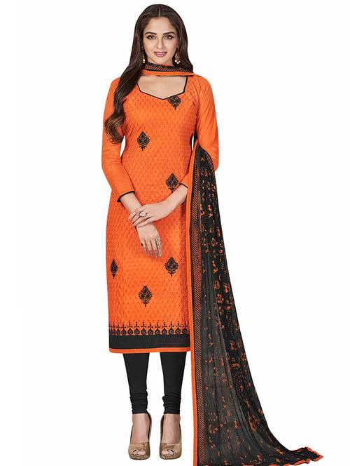 embroidered unstitched churidaar suit - 15566734 - Very Small Image - 1