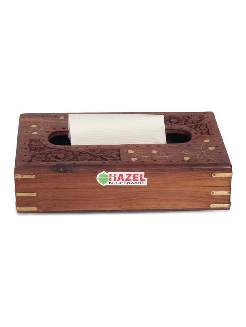 handicraft wooden tissue stand, wood, brown, length 25.5 cm - 15567709 - Very Small Image - 1