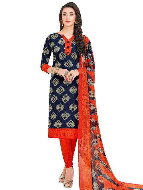 printed unstitched churidaar suit - 15567827 - Very Small Image - 1