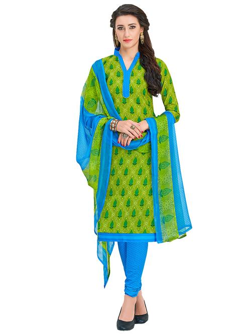 printed unstitched churidaar suit - 15567834 - Very Small Image - 1