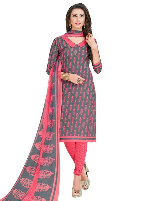 printed unstitched churidaar suit - 15567835 - Very Small Image - 1