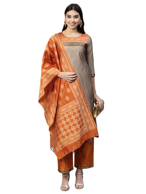 chanderi self-design stitched palazzo suit - 15568059 - Very Small Image - 1