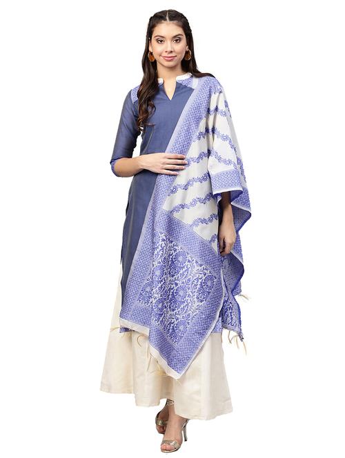 chanderi self-design stitched palazzo suit - 15568061 - Very Small Image - 1