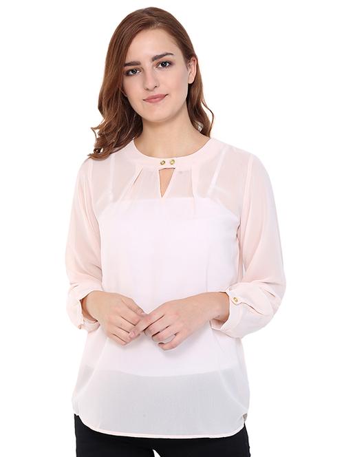 keyhole neck sheer asymmetric top - 15568197 - Very Small Image - 1