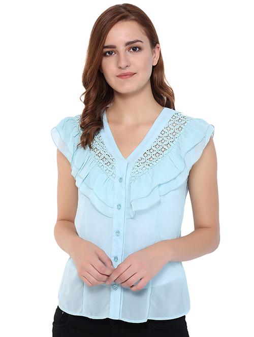 crochet ruffled detail button up top - 15568199 - Very Small Image - 1