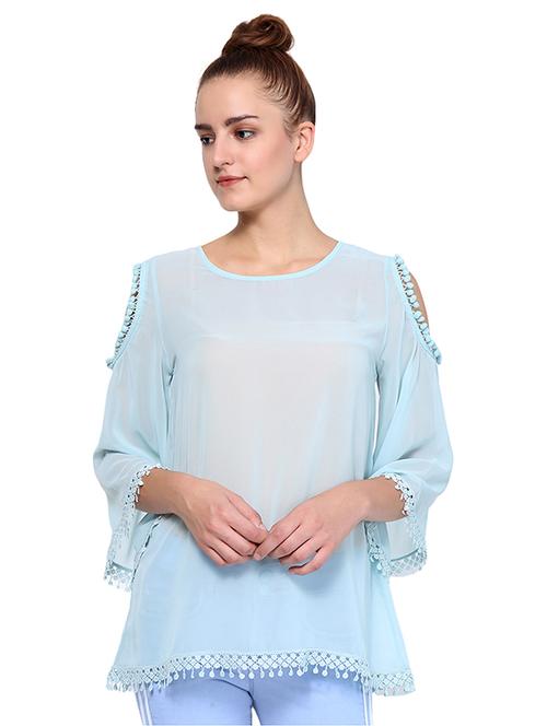 lace detailed cold shoulder top - 15568204 - Very Small Image - 1