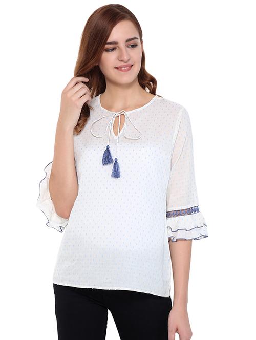 tie up neck lace detailed top - 15568205 - Very Small Image - 1