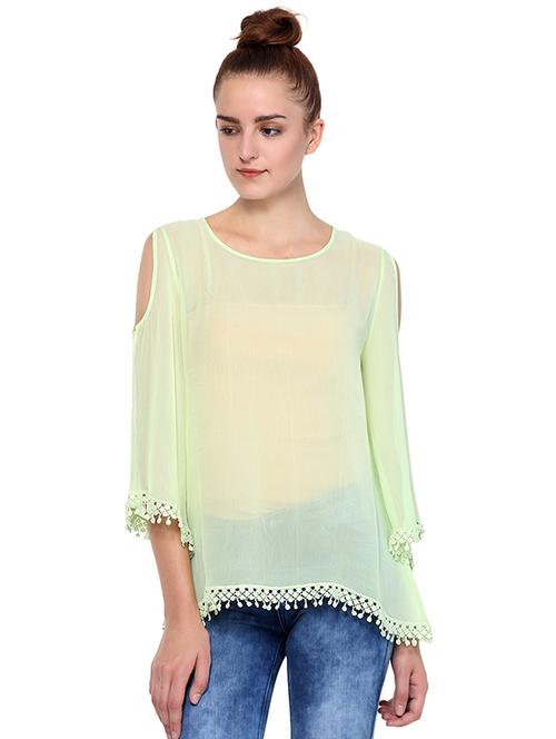lace detailed cold shoulder top - 15568217 - Very Small Image - 1