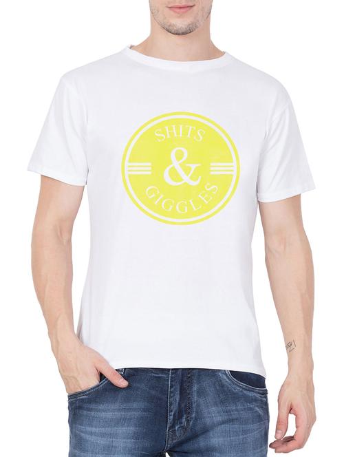 white cotton chest print t-shirt - 15568446 - Very Small Image - 1