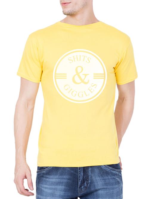 yellow cotton chest print t-shirt - 15568455 - Very Small Image - 1