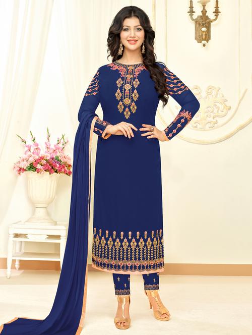 floral embroidered unstitched pant suit - 15569424 - Very Small Image - 1