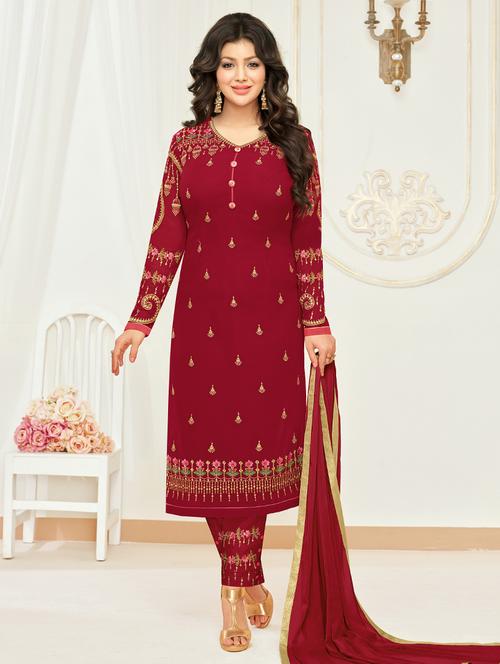 floral embroidered unstitched pant suit - 15569425 - Very Small Image - 1