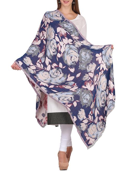 floral frayed edge shawl - 15569886 - Very Small Image - 1