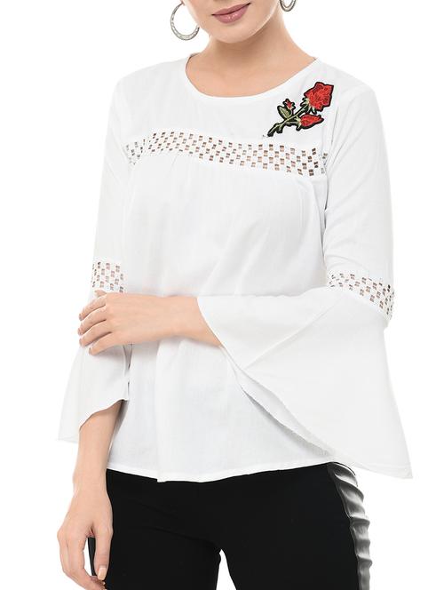 flower patch crochet detail top - 15569941 - Very Small Image - 1