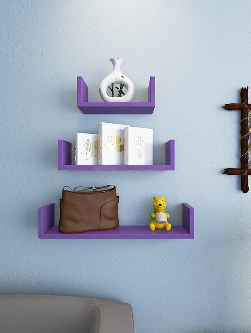 u-shaped floating set of 3 wall shelf - 15569961 - Very Small Image - 1