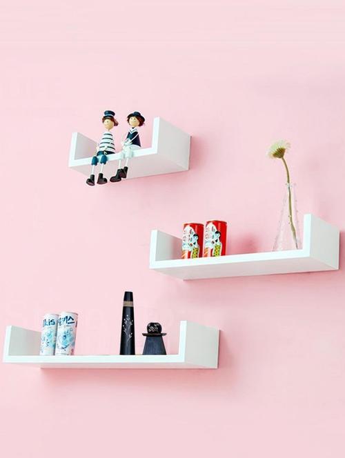 u-shaped floating set of 3 wall shelf - 15569973 - Very Small Image - 1