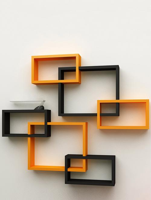 wooden intersecting set of 6 wall shelves - 15569981 - Very Small Image - 1