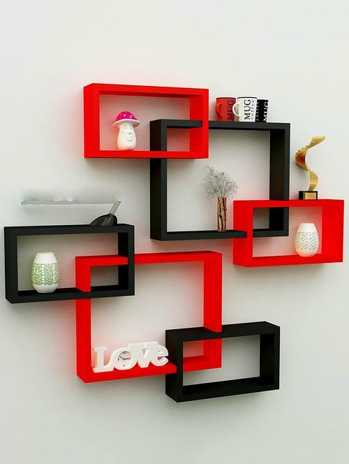 wooden intersecting set of 6 wall shelves - 15569987 - Very Small Image - 1