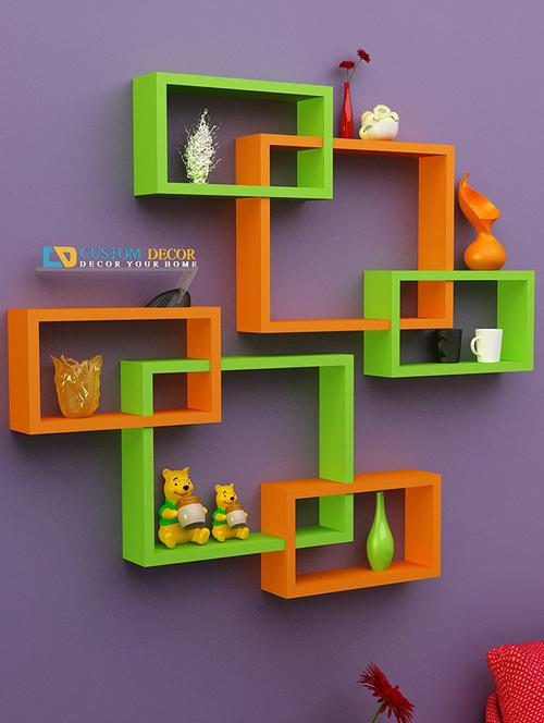 wooden intersecting set of 6 wall shelves - 15569989 - Very Small Image - 1