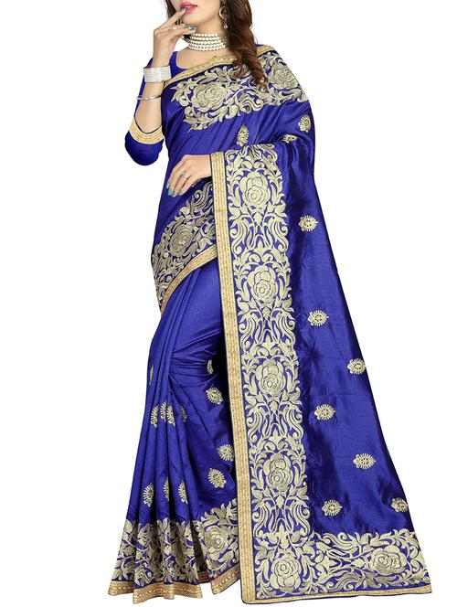 floral zari embroidered saree - 15570164 - Very Small Image - 1