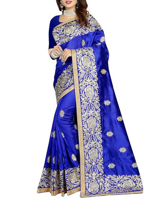 floral zari embroidered saree - 15570211 - Very Small Image - 1