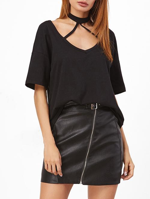 drop sleeve choker neck top - 15570228 - Very Small Image - 1