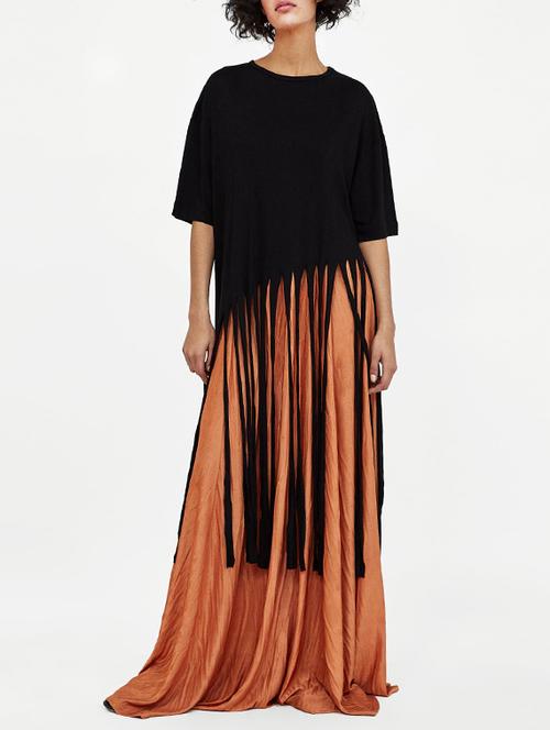 fringed hem round neck top - 15570231 - Very Small Image - 1
