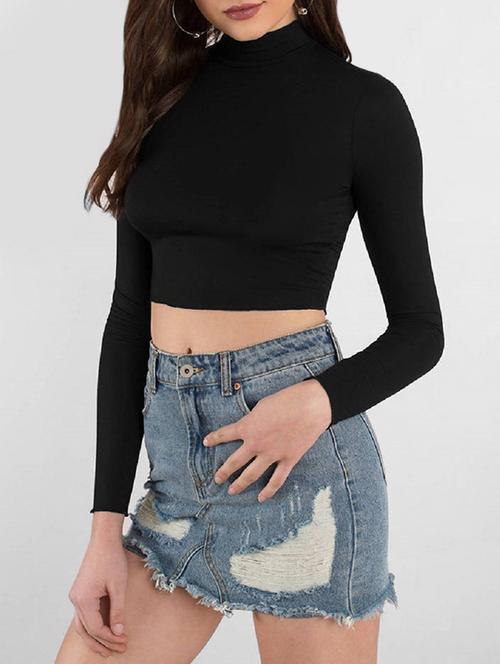 turtle neck long sleeved crop top - 15570234 - Very Small Image - 1