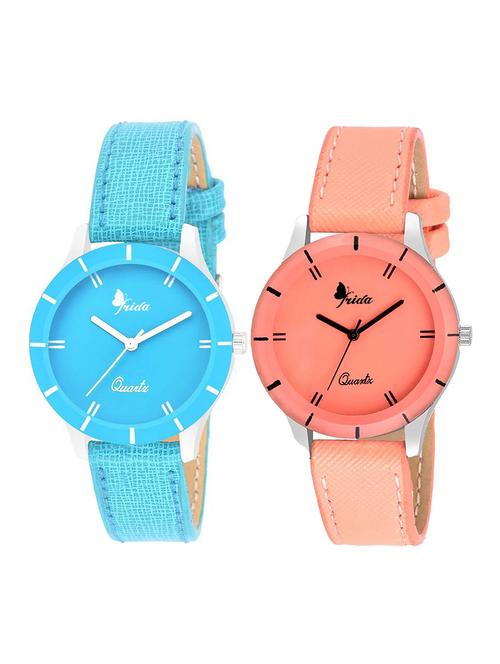 set of 2 round dial analog watch combo - 15570761 - Very Small Image - 1