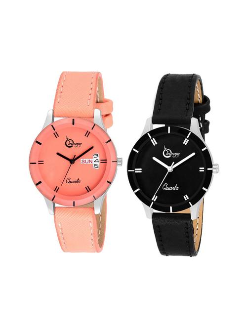 set of 2 round dial analog watch combo - 15571253 - Very Small Image - 1