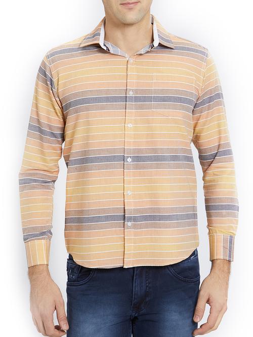 orange striped casual shirt - 15573087 - Very Small Image - 1