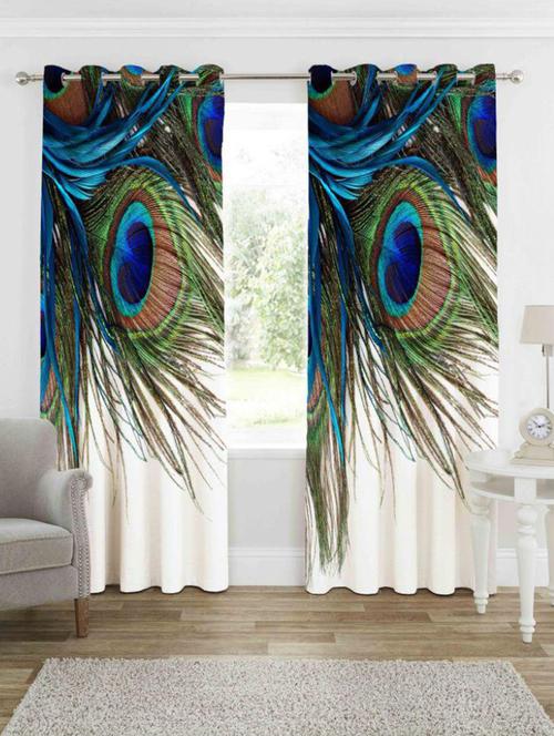 Polyester Set Of 2 Printed Long Door Curtains - 15573587 - Very Small Image - 1